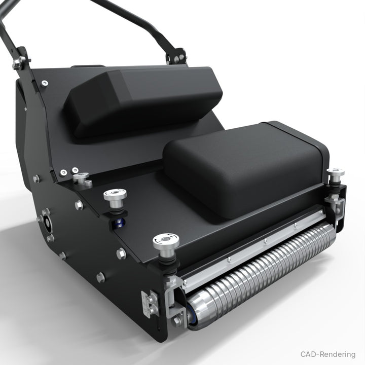 Falkenstein Consul Groomer Akku-Spindelmäher in Schwarz matt, schräg von vorne (CAD-Rendering)
