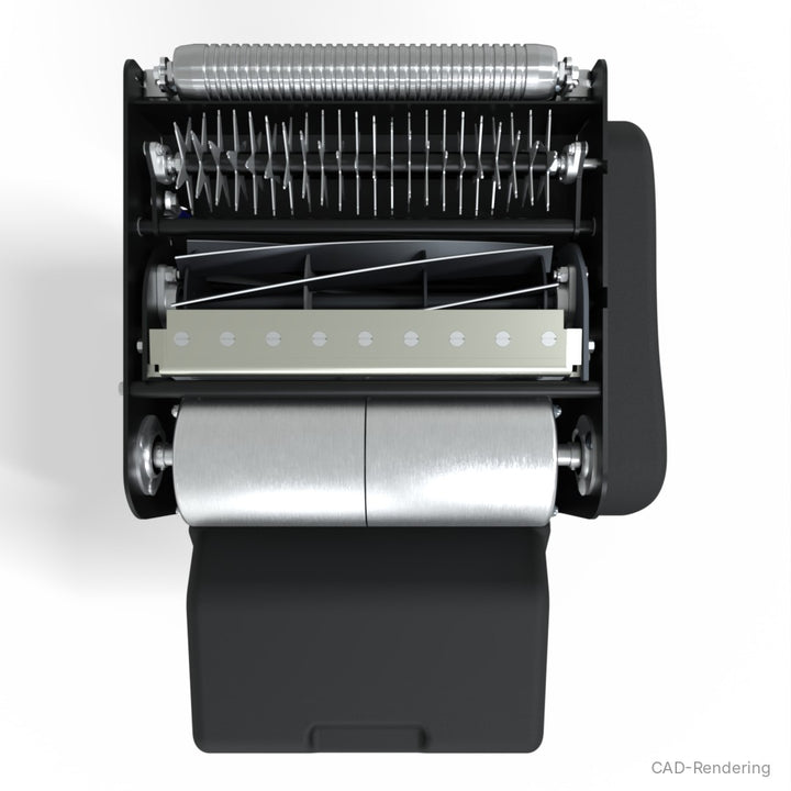 Falkenstein Consul Groomer, Unterseite mit Groomer, Spindel, Untermesser und Heckwalze (CAD-Rendering)